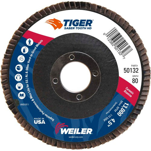 ‎4-1/2 Saber Tooth High Density Ceramic Abrasive, 80C, 7/8″ Arbor Hole - Americas Industrial Supply