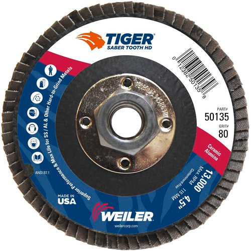 ‎4-1/2 Saber Tooth High Density Ceramic Abrasive, 80C, 5/8″-11 UNC Nut - Americas Industrial Supply