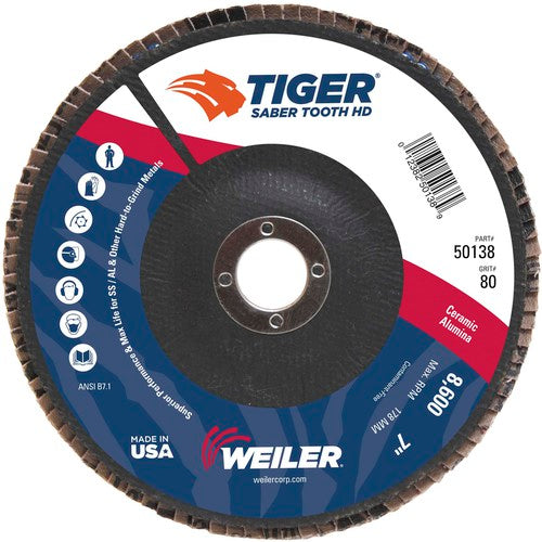 7″ Saber Tooth High Density Ceramic Abrasive, 80C, 7/8″ Arbor Hole - Americas Industrial Supply