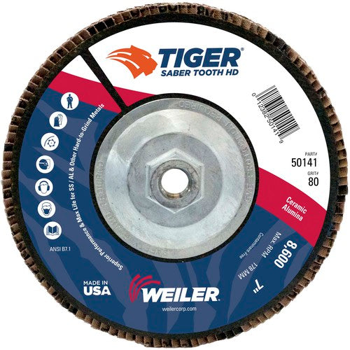 7″ Saber Tooth High Density Ceramic Abrasive, 80C, 5/8″-11 UNC Nut - Americas Industrial Supply