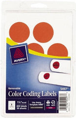 AVERY - 1-1/4" Wide x 1-1/4" Long, Neon Red Paper Color Coding Labels - For Laser Printers - Americas Industrial Supply