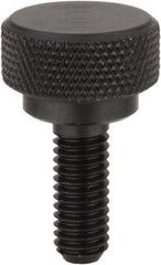 Morton Machine Works - 1/4-20 Knurled Shoulder Flat Tip Grade C-12L14 Steel Thumb Screw - 1-1/8" OAL, 3/8" Head Height - Americas Industrial Supply