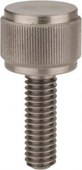 Morton Machine Works - 5/16-18 Knurled Shoulderless Flat Tip Grade 303 Stainless Steel Thumb Screw - 1-13/16" OAL, 9/16" Head Height - Americas Industrial Supply