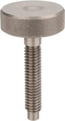 Morton Machine Works - M4x0.70 Knurled Shoulderless Dog Point Tip Grade 303 Stainless Steel Thumb Screw - 40mm OAL, 19mm Head Diam x 8mm Head Height - Americas Industrial Supply