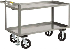Little Giant - 2,400 Lb Capacity, 2 Shelf, Steel Shelf Truck - 60" Long x 30" Wide x 36" High, 8" Diam Mold-On Rubber Wheels - Americas Industrial Supply