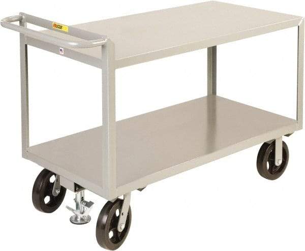 Little Giant - 2,400 Lb Capacity, 2 Shelf, Steel Shelf Truck - 36" Long x 24" Wide x 36" High, 8" Diam Mold-On Rubber Wheels - Americas Industrial Supply