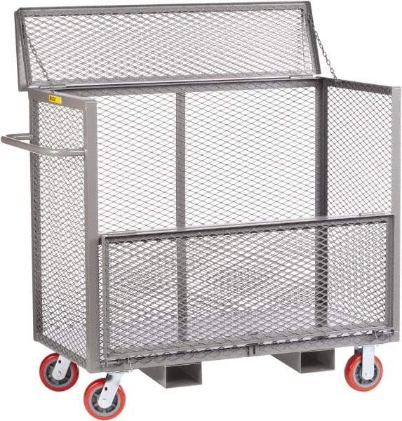 Little Giant - 3,600 Lb Capacity, 1 Shelf, 4-Sided Steel Security Truck - 48" Long x 24" Wide x 47" High, 6" Diam Polyurethane Wheels - Americas Industrial Supply