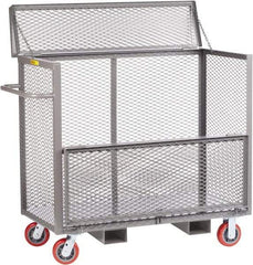 Little Giant - 3,600 Lb Capacity, 1 Shelf, 4-Sided Steel Security Truck - 48" Long x 24" Wide x 47" High, 6" Diam Polyurethane Wheels - Americas Industrial Supply
