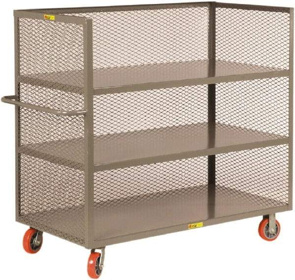 Little Giant - 3,600 Lb Capacity, 3 Shelf, 3-Sided Steel Truck - 60" Long x 30" Wide x 57" High, 6" Diam Polyurethane Wheels - Americas Industrial Supply