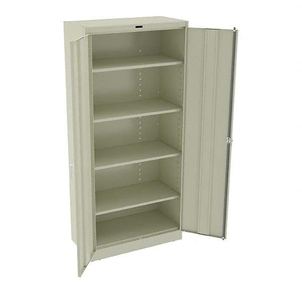 Tennsco - 5 Shelf Locking Storage Cabinet - Steel, 36" Wide x 18" Deep x 78" High, Champagne/Putty - Americas Industrial Supply