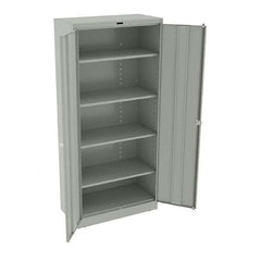 Tennsco - 5 Shelf Locking Storage Cabinet - Steel, 36" Wide x 18" Deep x 78" High, Light Gray - Americas Industrial Supply