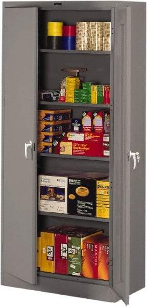 Tennsco - 5 Shelf Locking Storage Cabinet - Steel, 36" Wide x 18" Deep x 78" High, Medium Gray - Americas Industrial Supply
