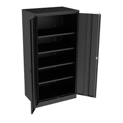 Tennsco - 5 Shelf Locking Storage Cabinet - Steel, 36" Wide x 24" Deep x 72" High, Black - Americas Industrial Supply