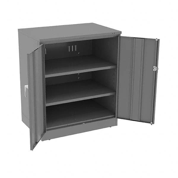 Tennsco - 3 Shelf Locking Storage Cabinet - Steel, 36" Wide x 24" Deep x 42" High, Medium Gray - Americas Industrial Supply