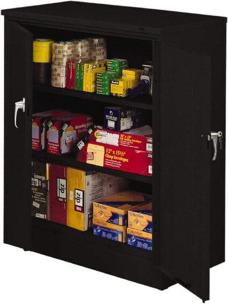 Tennsco - 3 Shelf Locking Storage Cabinet - Steel, 36" Wide x 18" Deep x 42" High, Black - Americas Industrial Supply