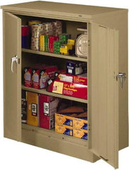 Tennsco - 3 Shelf Locking Storage Cabinet - Steel, 36" Wide x 18" Deep x 42" High, Sand - Americas Industrial Supply
