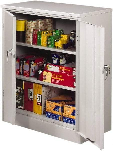 Tennsco - 3 Shelf Locking Storage Cabinet - Steel, 36" Wide x 18" Deep x 42" High, Champagne/Putty - Americas Industrial Supply