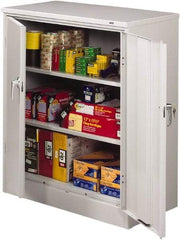 Tennsco - 3 Shelf Locking Storage Cabinet - Steel, 36" Wide x 18" Deep x 42" High, Light Gray - Americas Industrial Supply