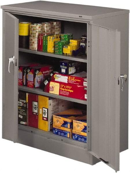 Tennsco - 3 Shelf Locking Storage Cabinet - Steel, 36" Wide x 18" Deep x 42" High, Medium Gray - Americas Industrial Supply