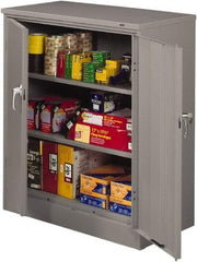 Tennsco - 3 Shelf Locking Storage Cabinet - Steel, 36" Wide x 18" Deep x 42" High, Medium Gray - Americas Industrial Supply