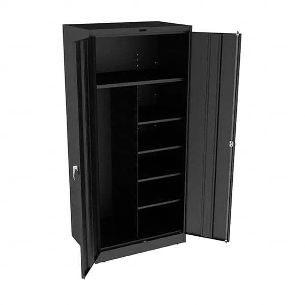 Tennsco - 6 Shelf Combination Storage Cabinet - Steel, 36" Wide x 24" Deep x 78" High, Black - Americas Industrial Supply
