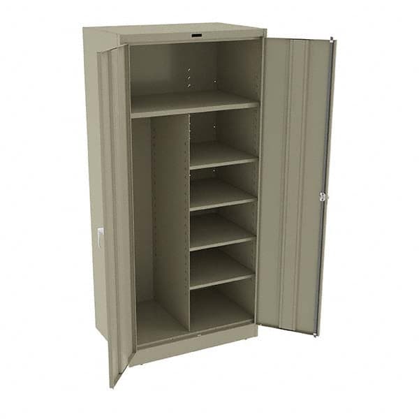 Tennsco - 6 Shelf Combination Storage Cabinet - Steel, 36" Wide x 24" Deep x 78" High, Sand - Americas Industrial Supply