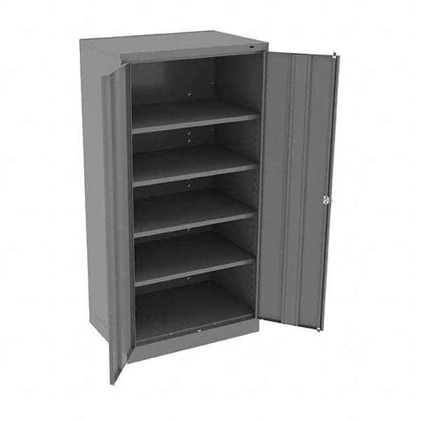 Tennsco - 5 Shelf Locking Storage Cabinet - Steel, 36" Wide x 24" Deep x 72" High, Medium Gray - Americas Industrial Supply