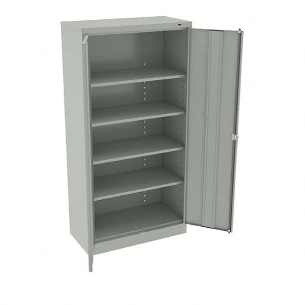 Tennsco - 5 Shelf Locking Storage Cabinet - Steel, 36" Wide x 18" Deep x 72" High, Light Gray - Americas Industrial Supply