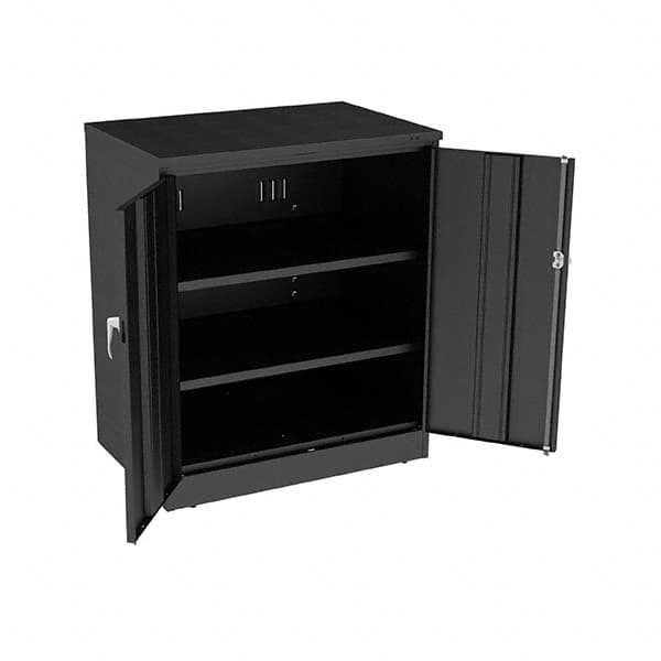 Tennsco - 3 Shelf Locking Storage Cabinet - Steel, 36" Wide x 24" Deep x 42" High, Black - Americas Industrial Supply
