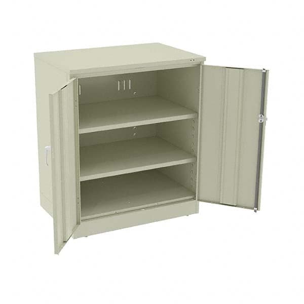 Tennsco - 3 Shelf Locking Storage Cabinet - Steel, 36" Wide x 24" Deep x 42" High, Champagne/Putty - Americas Industrial Supply