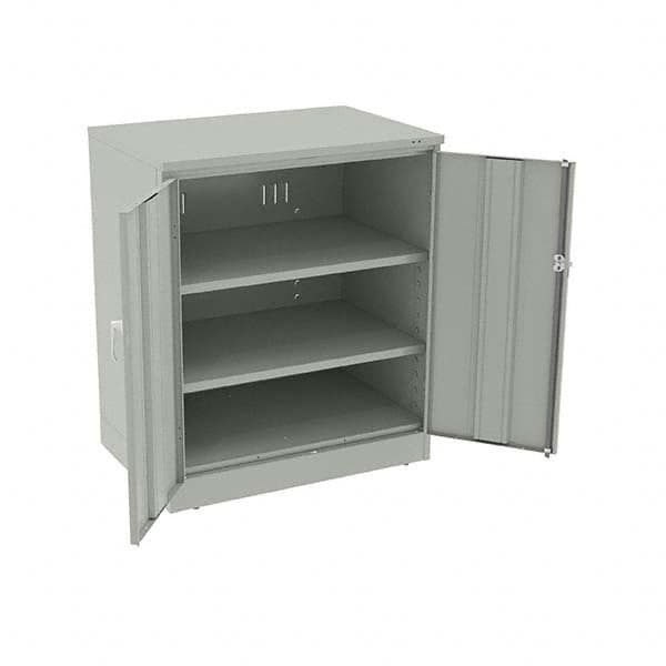 Tennsco - 3 Shelf Locking Storage Cabinet - Steel, 36" Wide x 24" Deep x 42" High, Light Gray - Americas Industrial Supply