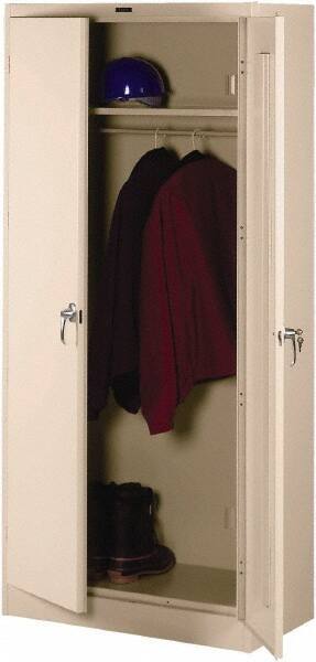 Tennsco - 2 Shelf Wardrobe Storage Cabinet - Steel, 36" Wide x 18" Deep x 78" High, Champagne/Putty - Americas Industrial Supply