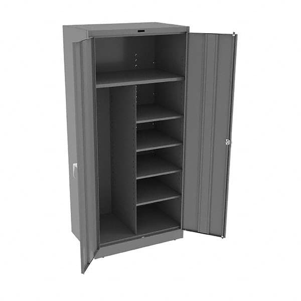 Tennsco - 6 Shelf Combination Storage Cabinet - Steel, 36" Wide x 24" Deep x 78" High, Medium Gray - Americas Industrial Supply