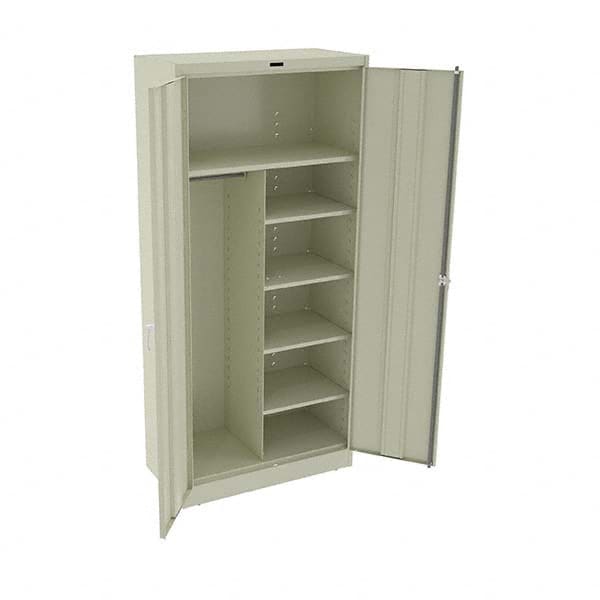 Tennsco - 6 Shelf Combination Storage Cabinet - Steel, 36" Wide x 18" Deep x 78" High, Champagne/Putty - Americas Industrial Supply