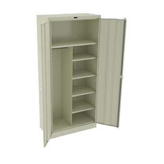 Tennsco - 6 Shelf Combination Storage Cabinet - Steel, 36" Wide x 18" Deep x 78" High, Champagne/Putty - Americas Industrial Supply