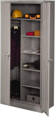 Tennsco - 6 Shelf Combination Storage Cabinet - Steel, 36" Wide x 18" Deep x 78" High, Medium Gray - Americas Industrial Supply