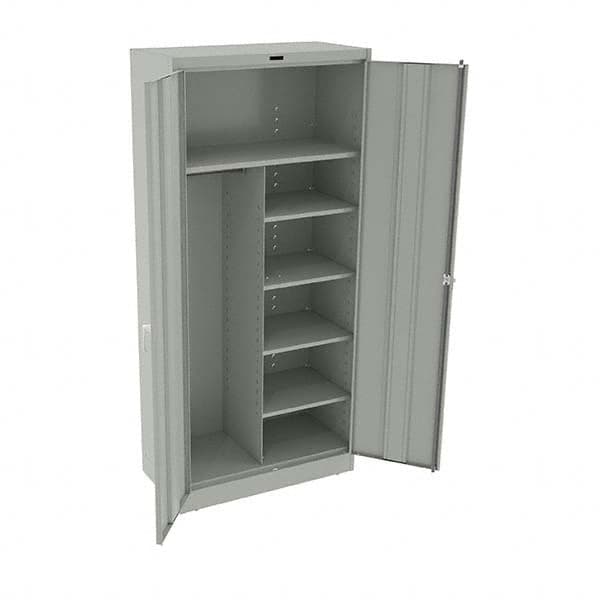 Tennsco - 6 Shelf Combination Storage Cabinet - Steel, 36" Wide x 18" Deep x 78" High, Light Gray - Americas Industrial Supply
