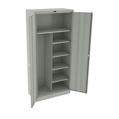 Tennsco - 6 Shelf Combination Storage Cabinet - Steel, 36" Wide x 18" Deep x 78" High, Light Gray - Americas Industrial Supply