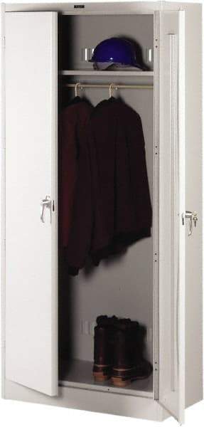 Tennsco - 2 Shelf Wardrobe Storage Cabinet - Steel, 36" Wide x 18" Deep x 78" High, Light Gray - Americas Industrial Supply