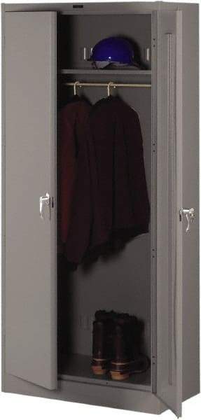 Tennsco - 2 Shelf Wardrobe Storage Cabinet - Steel, 36" Wide x 24" Deep x 78" High, Medium Gray - Americas Industrial Supply