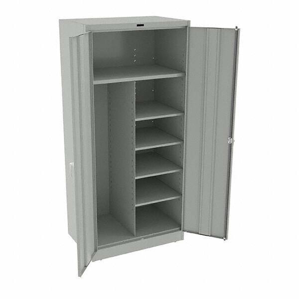 Tennsco - 6 Shelf Combination Storage Cabinet - Steel, 36" Wide x 24" Deep x 78" High, Light Gray - Americas Industrial Supply