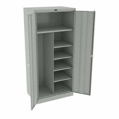 Tennsco - 6 Shelf Combination Storage Cabinet - Steel, 36" Wide x 24" Deep x 78" High, Light Gray - Americas Industrial Supply