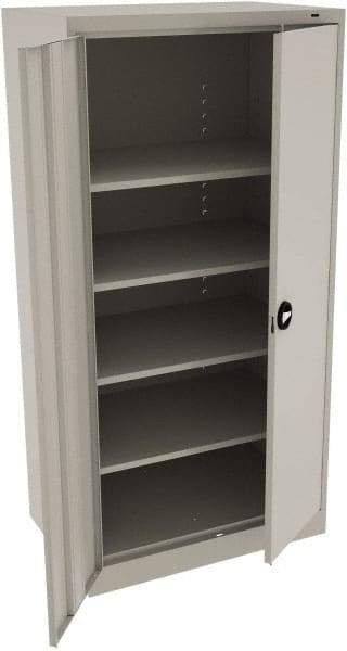 Tennsco - 5 Shelf Locking Storage Cabinet - Steel, 36" Wide x 24" Deep x 72" High, Light Gray - Americas Industrial Supply