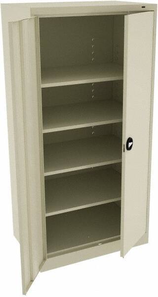 Tennsco - 5 Shelf Locking Storage Cabinet - Steel, 36" Wide x 24" Deep x 72" High, Champagne/Putty - Americas Industrial Supply