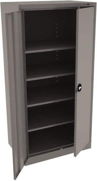 Tennsco - 5 Shelf Locking Storage Cabinet - Steel, 36" Wide x 24" Deep x 72" High, Medium Gray - Americas Industrial Supply