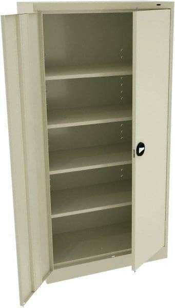 Tennsco - 5 Shelf Locking Storage Cabinet - Steel, 36" Wide x 18" Deep x 72" High, Champagne/Putty - Americas Industrial Supply