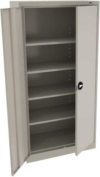 Tennsco - 5 Shelf Locking Storage Cabinet - Steel, 36" Wide x 18" Deep x 72" High, Light Gray - Americas Industrial Supply