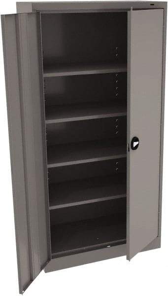 Tennsco - 5 Shelf Locking Storage Cabinet - Steel, 36" Wide x 18" Deep x 72" High, Medium Gray - Americas Industrial Supply