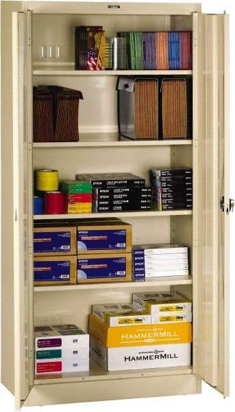 Tennsco - 5 Shelf Locking Storage Cabinet - Steel, 36" Wide x 18" Deep x 72" High, Sand - Americas Industrial Supply