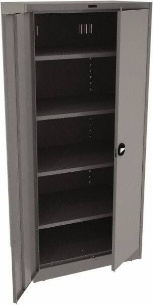 Tennsco - 5 Shelf Locking Storage Cabinet - Steel, 36" Wide x 24" Deep x 78" High, Medium Gray - Americas Industrial Supply